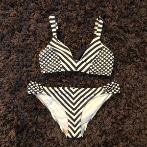 Black/Cream Striped Bikini